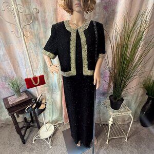 VTG 📌Camille Marie 80s/90s Richly Beaded Silk Formal - Cruise - MOB Gown